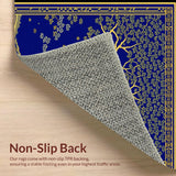 Ultra Soft Area Rug, Non Slip, Stain Resistant, Washable Area Rugs for Living Room, Bedroom, Rustic Geometric Blue Patterns(Blue)