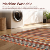 Ultra Soft Area Rug, Non Slip, Stain Resistant, Washable Area Rugs for Living Room, Bedroom, Trendy Warm Striped Accent Piece(Orange)