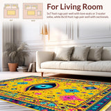 Ultra Soft Area Rug, Non Slip, Stain Resistant, Washable Area Rugs for Living Room, Bedroom, Chic Rustic Ethnic Expression(Yellow)