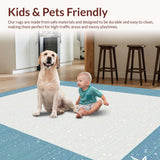 Ultra Soft Area Rug, Non Slip, Stain Resistant, Washable Area Rugs for Living Room, Bedroom, Rustic Striped Coastal Charm(Blue)