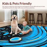 Ultra Soft Area Rug, Non Slip, Stain Resistant, Washable Area Rugs for Living Room, Bedroom, Dynamic Modern Graphic Theme(Blue)