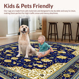 Ultra Soft Area Rug, Non Slip, Stain Resistant, Washable Area Rugs for Living Room, Bedroom, Kids Learning Mat with and Colorful Accents(Blue)