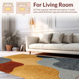 Ultra Soft Area Rug, Non Slip, Stain Resistant, Washable Area Rugs for Living Room, Bedroom, Modern Brown Gray Bedroom Plush Swirl Carpet(Gold)