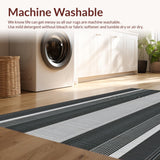 Ultra Soft Area Rug, Non Slip, Stain Resistant, Washable Area Rugs for Living Room, Bedroom, Minimalist Classic Linear Design(Black)