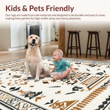 Ultra Soft Area Rug, Non Slip, Stain Resistant, Washable Area Rugs for Living Room, Bedroom, Rustic Warm Toned Trellis Design(Beige)