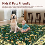 Ultra Soft Area Rug, Non Slip, Stain Resistant, Washable Area Rugs for Living Room, Bedroom, Beige Denim Boho Tapestry Area(Green)