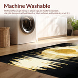 Ultra Soft Area Rug, Non Slip, Stain Resistant, Washable Area Rugs for Living Room, Bedroom, Chic Soft Curved Sun Patterns(Gold)