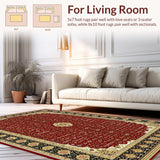 Ultra Soft Area Rug, Non Slip, Stain Resistant, Washable Area Rugs for Living Room, Bedroom, Refined Minimalist Textured Look(Red)