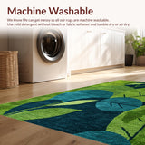 Ultra Soft Area Rug, Non Slip, Stain Resistant, Washable Area Rugs for Living Room, Bedroom, Rustic Organic Leaf Patterned Charm(Green)