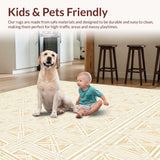 Ultra Soft Area Rug, Non Slip, Stain Resistant, Washable Area Rugs for Living Room, Bedroom, Woven Lattice(Beige)