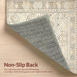 Ultra Soft Area Rug, Non Slip, Stain Resistant, Washable Area Rugs for Living Room, Bedroom, Rustic Warm Toned Geometric Theme(Beige)
