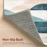 Ultra Soft Area Rug, Non Slip, Stain Resistant, Washable Area Rugs for Living Room, Bedroom, Abstract Board Inspired Rug with Dynamic Surf Lines and Coastal Color Blocking(Gray)