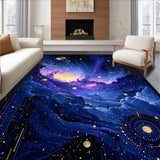 Ultra Soft Area Rug, Non Slip, Stain Resistant, Washable Area Rugs for Living Room, Bedroom, Whimsical Cosmic Fantasy Visual Theme(Blue)