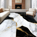 Ultra Soft Area Rug, Non Slip, Stain Resistant, Washable Area Rugs for Living Room, Bedroom, Sleek Black Gold Abstract Swirl(Black)