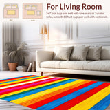 Ultra Soft Area Rug, Non Slip, Stain Resistant, Washable Area Rugs for Living Room, Bedroom, Fun Cheerful Stripe Fusion(Red)