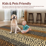 Ultra Soft Area Rug, Non Slip, Stain Resistant, Washable Area Rugs for Living Room, Bedroom, Textured Warm Leopard Vibe(Beige)