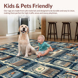 Ultra Soft Area Rug, Non Slip, Stain Resistant, Washable Area Rugs for Living Room, Bedroom, Educational City Life Play Rug for Kids Bedroom(Gray)