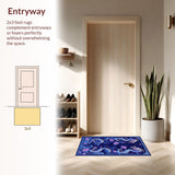 Ultra Soft Area Rug, Non Slip, Stain Resistant, Washable Area Rugs for Living Room, Bedroom, Whimsical Dragon Fantasy Motif(Blue)