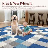 Ultra Soft Area Rug, Non Slip, Stain Resistant, Washable Area Rugs for Living Room, Bedroom, Mid Century Modern Hall Runner(Blue)