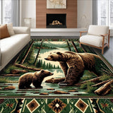 Ultra Soft Area Rug, Non Slip, Stain Resistant, Washable Area Rugs for Living Room, Bedroom, Rustic Multicolor Bear Scene(Brown)