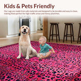Ultra Soft Area Rug, Non Slip, Stain Resistant, Washable Area Rugs for Living Room, Bedroom, Vibrant Bold Leopard Aesthetic(Pink)