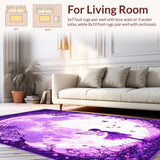 Ultra Soft Area Rug, Non Slip, Stain Resistant, Washable Area Rugs for Living Room, Bedroom, Radiant Moonbeam Floral Theme(Purple)