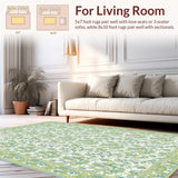Ultra Soft Area Rug, Non Slip, Stain Resistant, Washable Area Rugs for Living Room, Bedroom, Vibrant Retro Botanical Tapestry Look(Beige)