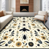 Ultra Soft Area Rug, Non Slip, Stain Resistant, Washable Area Rugs for Living Room, Bedroom, Whimsical Edge Area with Fantasy Bug and Bloom(Ivory)
