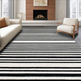 Ultra Soft Area Rug, Non Slip, Stain Resistant, Washable Area Rugs for Living Room, Bedroom, Modern Black And White Stripe Rug: Geometric Entryway Decor(Black)