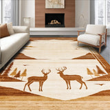 Ultra Soft Area Rug, Non Slip, Stain Resistant, Washable Area Rugs for Living Room, Bedroom, Elegant Neutral Toned Animal Skin Motif(Beige)