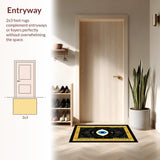 Ultra Soft Area Rug, Non Slip, Stain Resistant, Washable Area Rugs for Living Room, Bedroom, Rustic Symmetrical Eye Arrangement(Black)