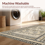 Ultra Soft Area Rug, Non Slip, Stain Resistant, Washable Area Rugs for Living Room, Bedroom, Sophisticated Monochrome Circular Pattern(Beige)