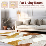 Ultra Soft Area Rug, Non Slip, Stain Resistant, Washable Area Rugs for Living Room, Bedroom, Luxurious Muted Color Composition(Gold)