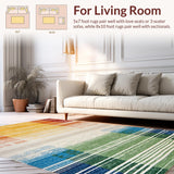 Ultra Soft Area Rug, Non Slip, Stain Resistant, Washable Area Rugs for Living Room, Bedroom, Cozy Multicolor Geometric Flow(Yellow)