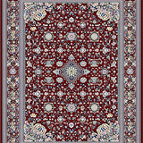 Ultra Soft Area Rug, Non Slip, Stain Resistant, Washable Area Rugs for Living Room, Bedroom, Ornate Floral Medallion Area with Deep Maroon and Silver Accents(Red)