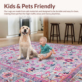 Ultra Soft Area Rug, Non Slip, Stain Resistant, Washable Area Rugs for Living Room, Bedroom, Charming Soft-Toned Floral Motif(Gray)