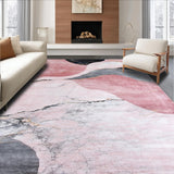 Ultra Soft Area Rug, Non Slip, Stain Resistant, Washable Area Rugs for Living Room, Bedroom, Stylish Irregular Pattern in Soft Tones(Pink)