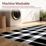 Ultra Soft Area Rug, Non Slip, Stain Resistant, Washable Area Rugs for Living Room, Bedroom, Timeless Cotton Hand-Woven Plaid(White)