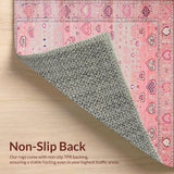 Ultra Soft Area Rug, Non Slip, Stain Resistant, Washable Area Rugs for Living Room, Bedroom, Charming Pastel Floral Aesthetic(Pink)