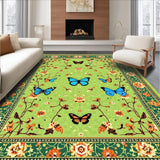 Ultra Soft Area Rug, Non Slip, Stain Resistant, Washable Area Rugs for Living Room, Bedroom, Charming Retro Insect Pattern(Green)