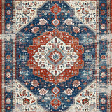 Ultra Soft Area Rug, Non Slip, Stain Resistant, Washable Area Rugs for Living Room, Bedroom, Rustic Vintage Floral Aesthetic(Blue)