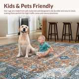 Ultra Soft Area Rug, Non Slip, Stain Resistant, Washable Area Rugs for Living Room, Bedroom, Muted Earthy Medallion Charm(Brown)
