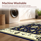 Ultra Soft Area Rug, Non Slip, Stain Resistant, Washable Area Rugs for Living Room, Bedroom, Gothic Victorian(Blue)