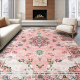 Ultra Soft Area Rug, Non Slip, Stain Resistant, Washable Area Rugs for Living Room, Bedroom, Luxurious Distressed Decorative Accent(Pink)