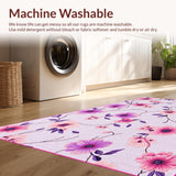Ultra Soft Area Rug, Non Slip, Stain Resistant, Washable Area Rugs for Living Room, Bedroom, Vibrant Summer Botanical Design(Pink)