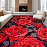 Ultra Soft Area Rug, Non Slip, Stain Resistant, Washable Area Rugs for Living Room, Bedroom, Luxurious Red Petal Arrangement(Red)