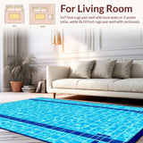 Ultra Soft Area Rug, Non Slip, Stain Resistant, Washable Area Rugs for Living Room, Bedroom, Retro Sports Graphic Print(Blue)