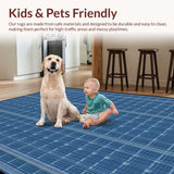 Ultra Soft Area Rug, Non Slip, Stain Resistant, Washable Area Rugs for Living Room, Bedroom, Rustic Tiled Contrast Artwork(Blue)
