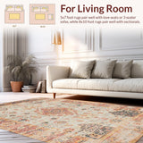 Ultra Soft Area Rug, Non Slip, Stain Resistant, Washable Area Rugs for Living Room, Bedroom, Chic Earthy Floral Aesthetic(Ivory)
