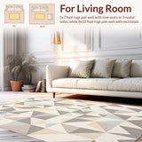 Ultra Soft Area Rug, Non Slip, Stain Resistant, Washable Area Rugs for Living Room, Bedroom, Stylish Entry Beige & Grey Hues Modern Geometric Indoor(Gray)